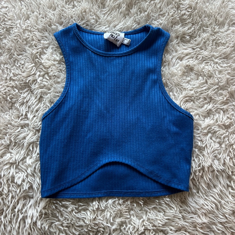 Princess Polly Vibrant Blue Ribbed Top